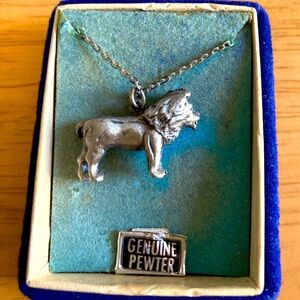 Estate Auction Pewter Lion Necklace w/Chain NIB